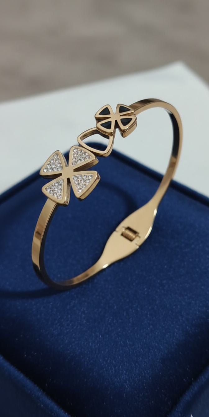 gold tone geometric open cuff bangle