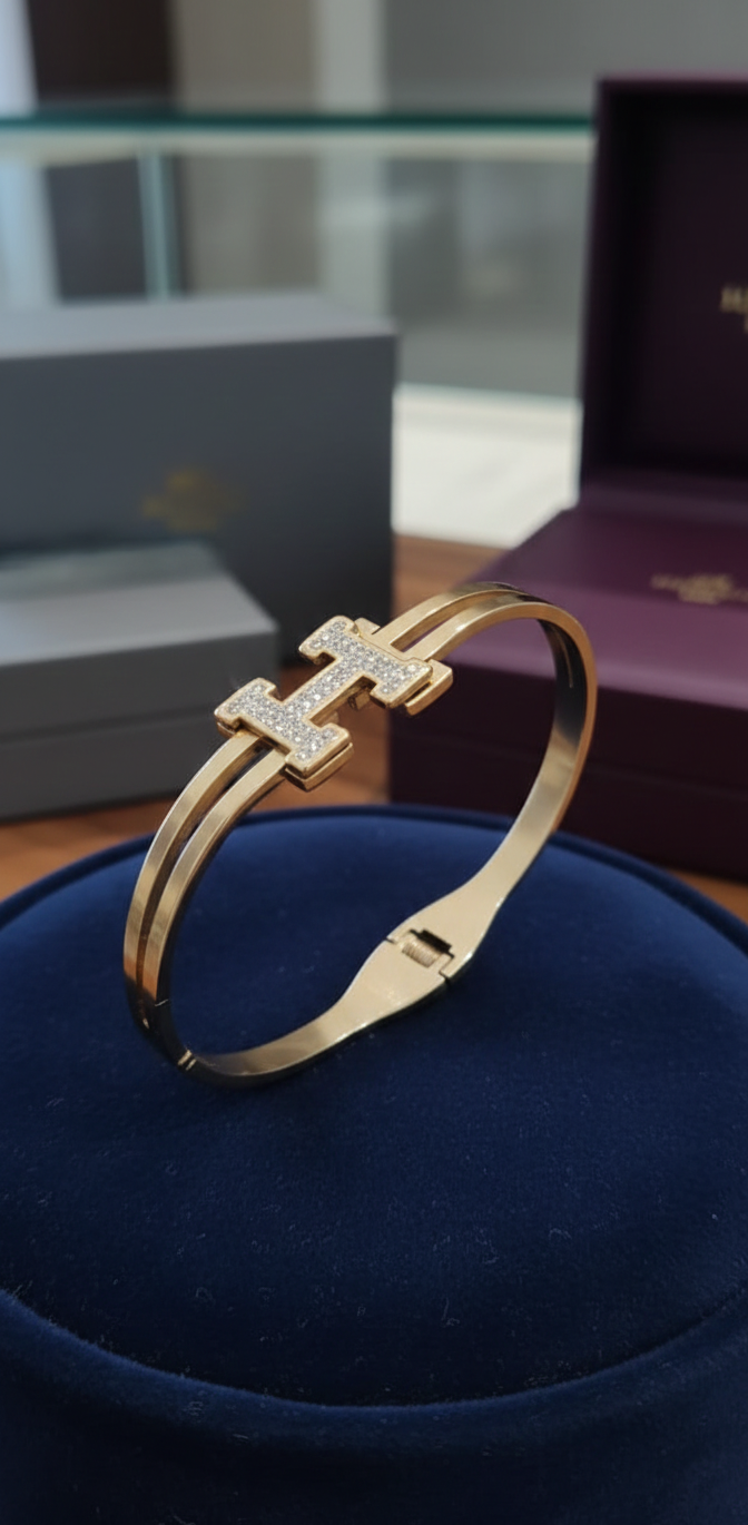 H-Motif Cuff Bangle