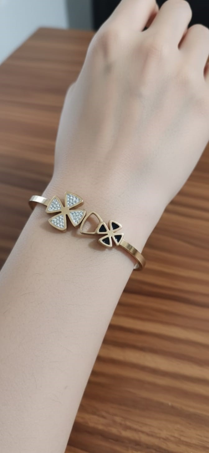 gold tone geometric open cuff bangle